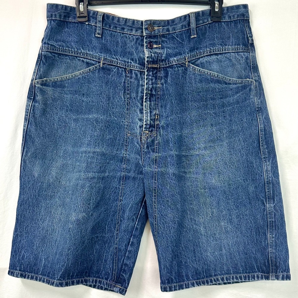MARITHE FRANCOIS GIRBAUD VINTAGE 90s Y2K Jorts Baggy Denim Jean Shorts Blue 40